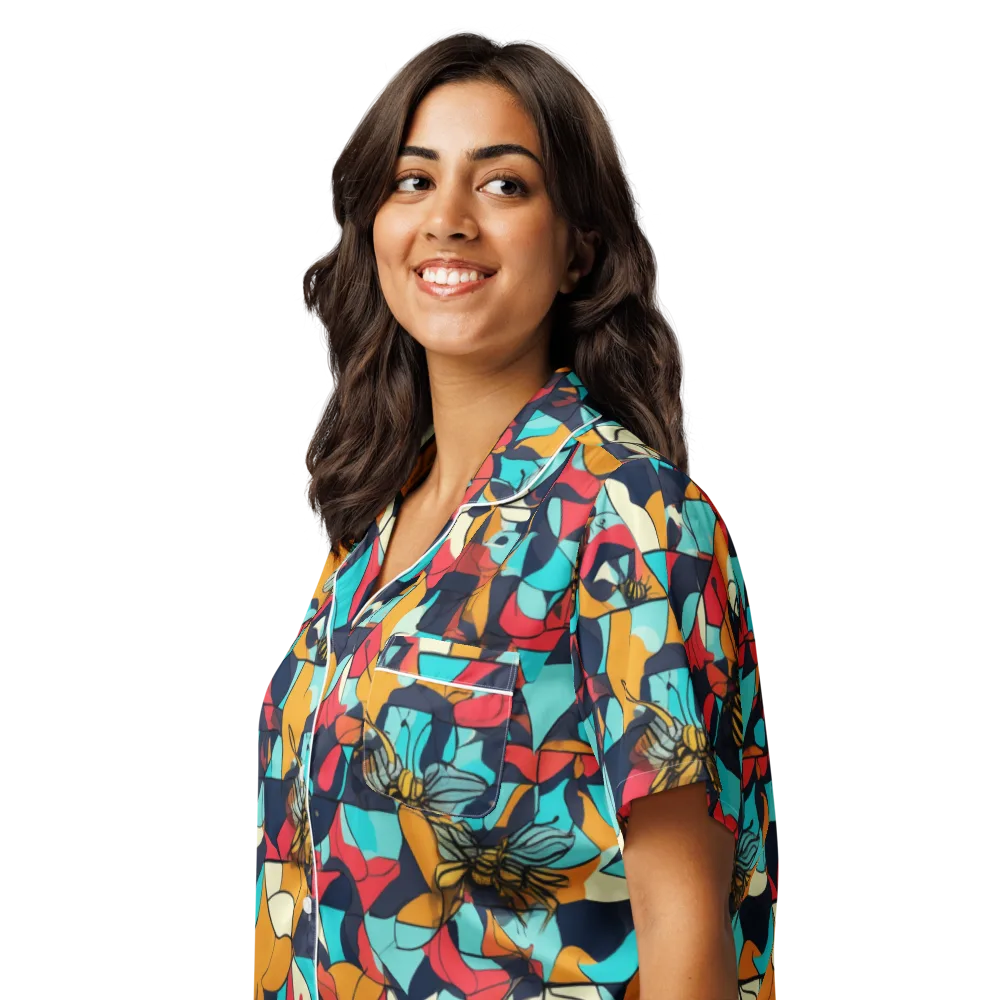 Pollinator Prism on Women's Short Sleeve Pajama Top — Left Front