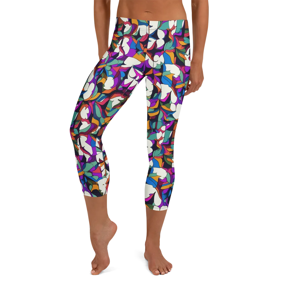 Electric Florilegium on Capri Leggings — Front