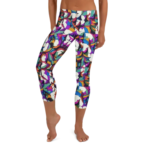 Electric Florilegium on a Capri Leggings