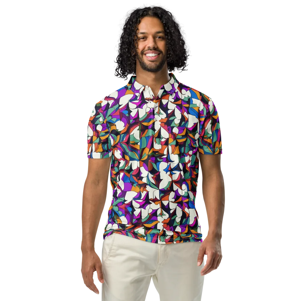 Electric Florilegium on Men's Slim Fit Polo Shirt — Front