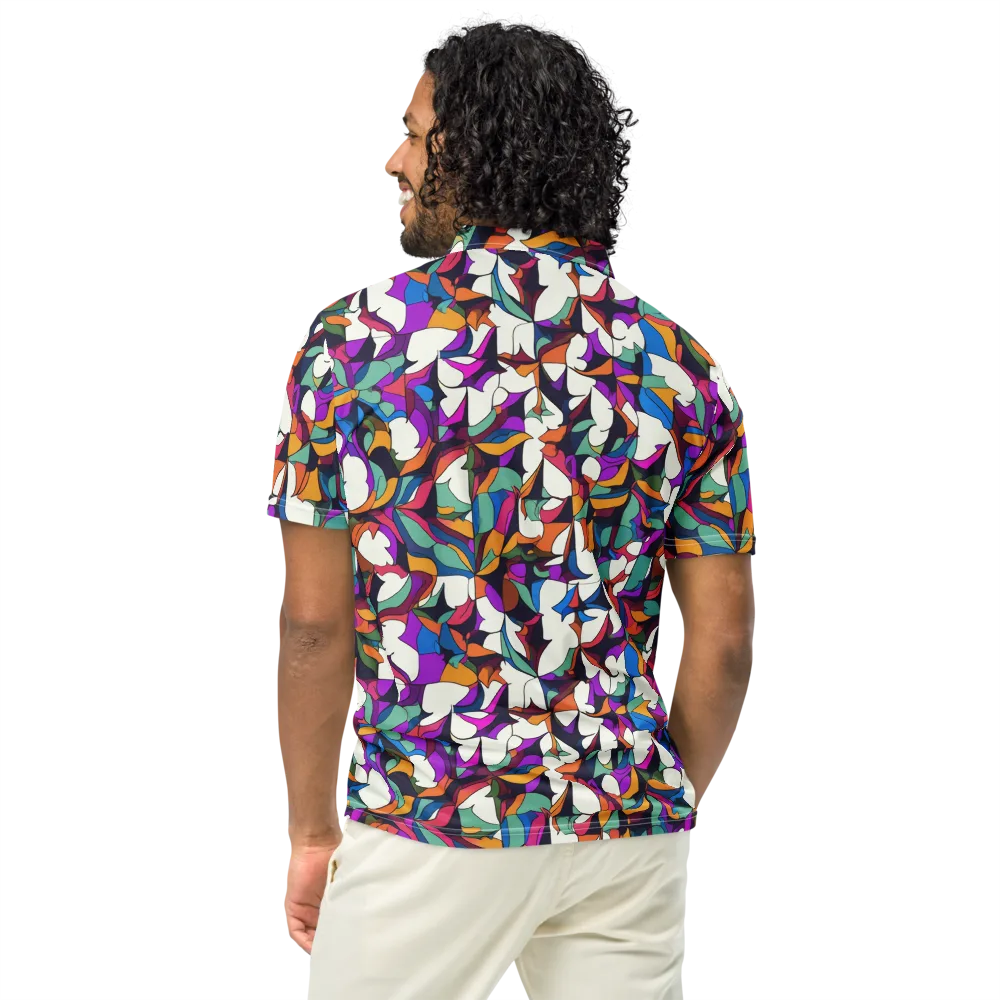 Electric Florilegium on Men's Slim Fit Polo Shirt — Back