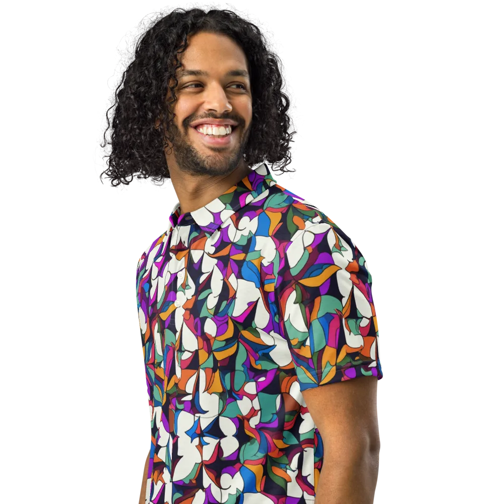 Electric Florilegium on Men's Slim Fit Polo Shirt — Left Front