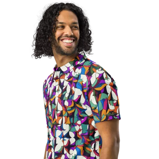 Electric Florilegium on a Men's Slim Fit Polo Shirt