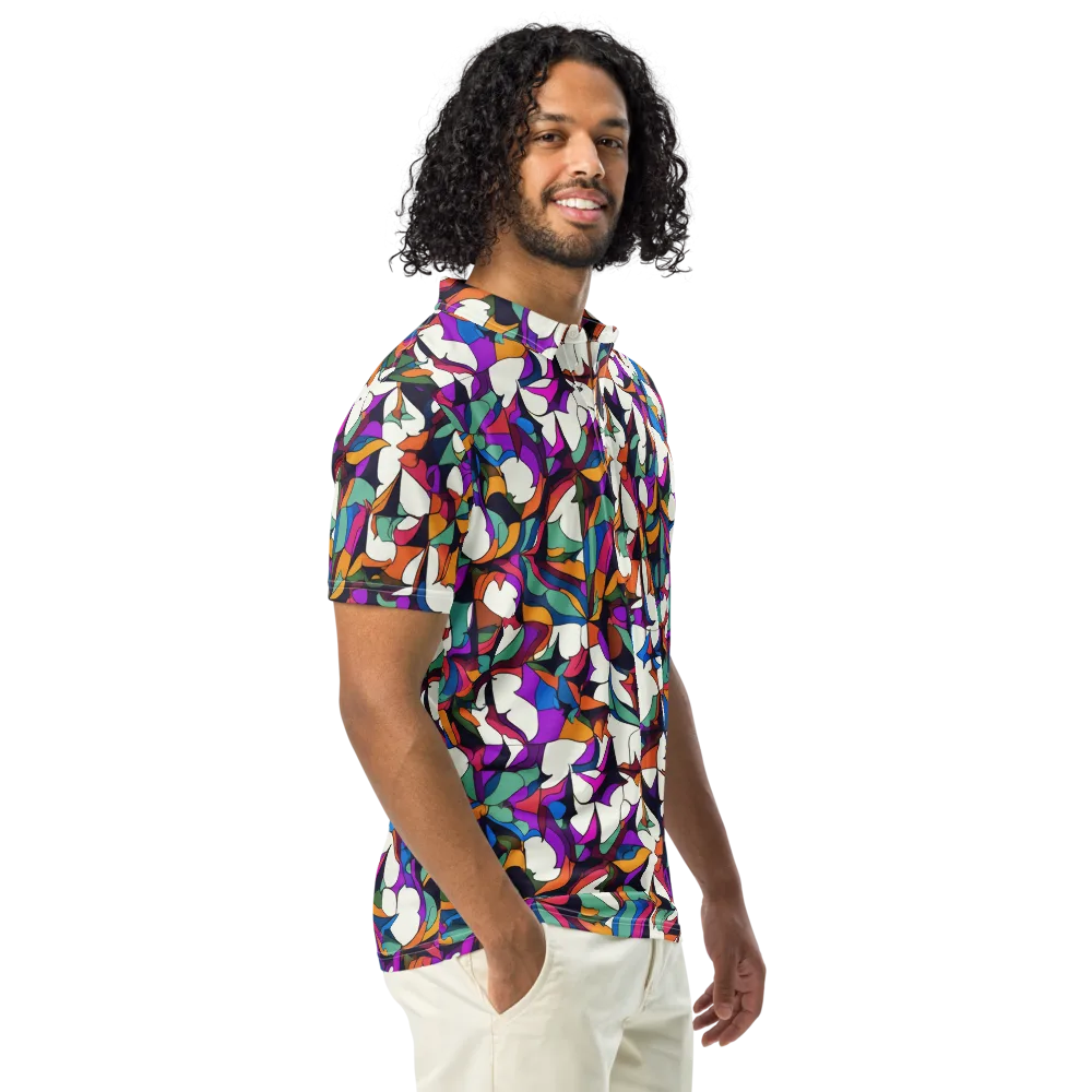 Electric Florilegium on Men's Slim Fit Polo Shirt — Right Front