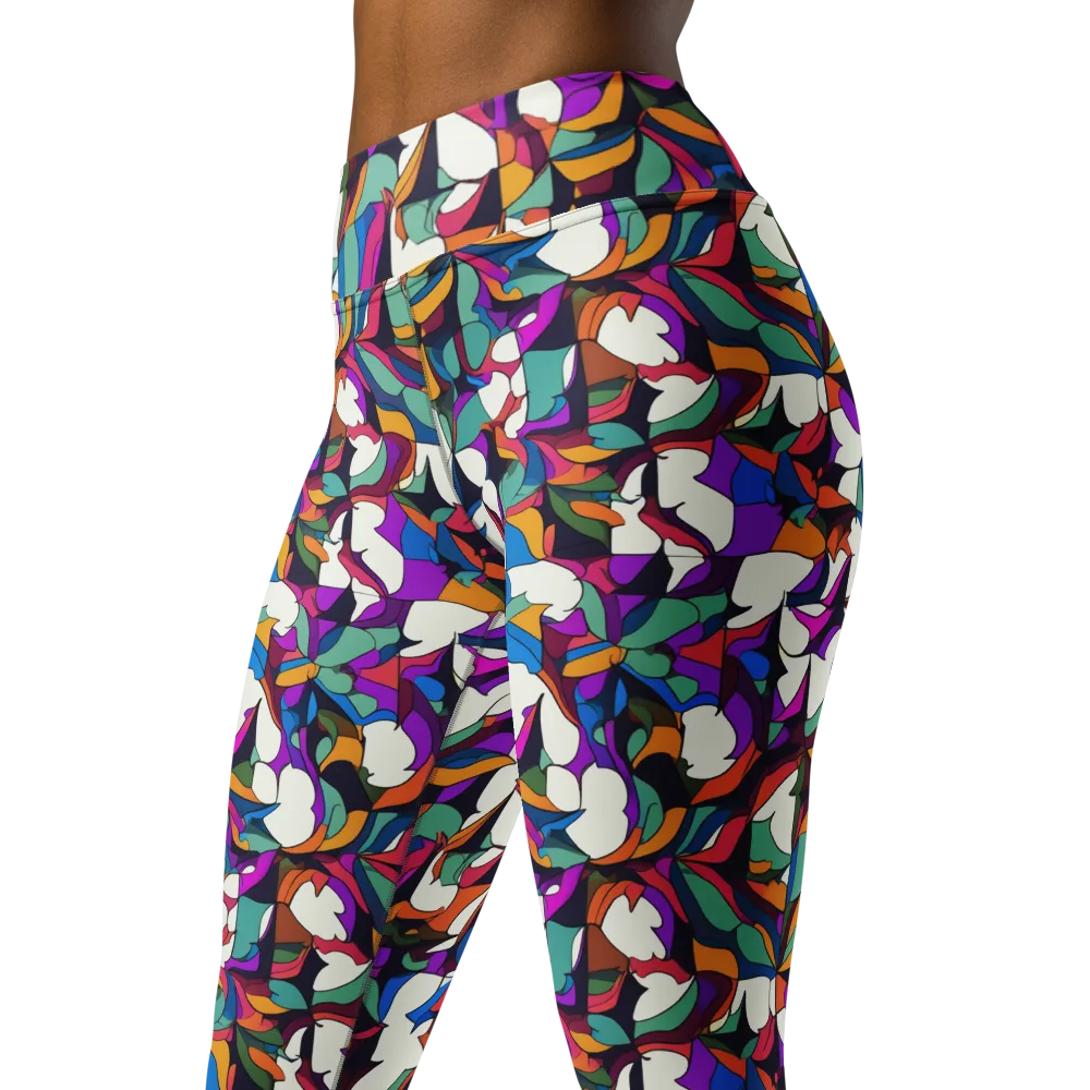 Electric Florilegium on Yoga Leggings — Left Front