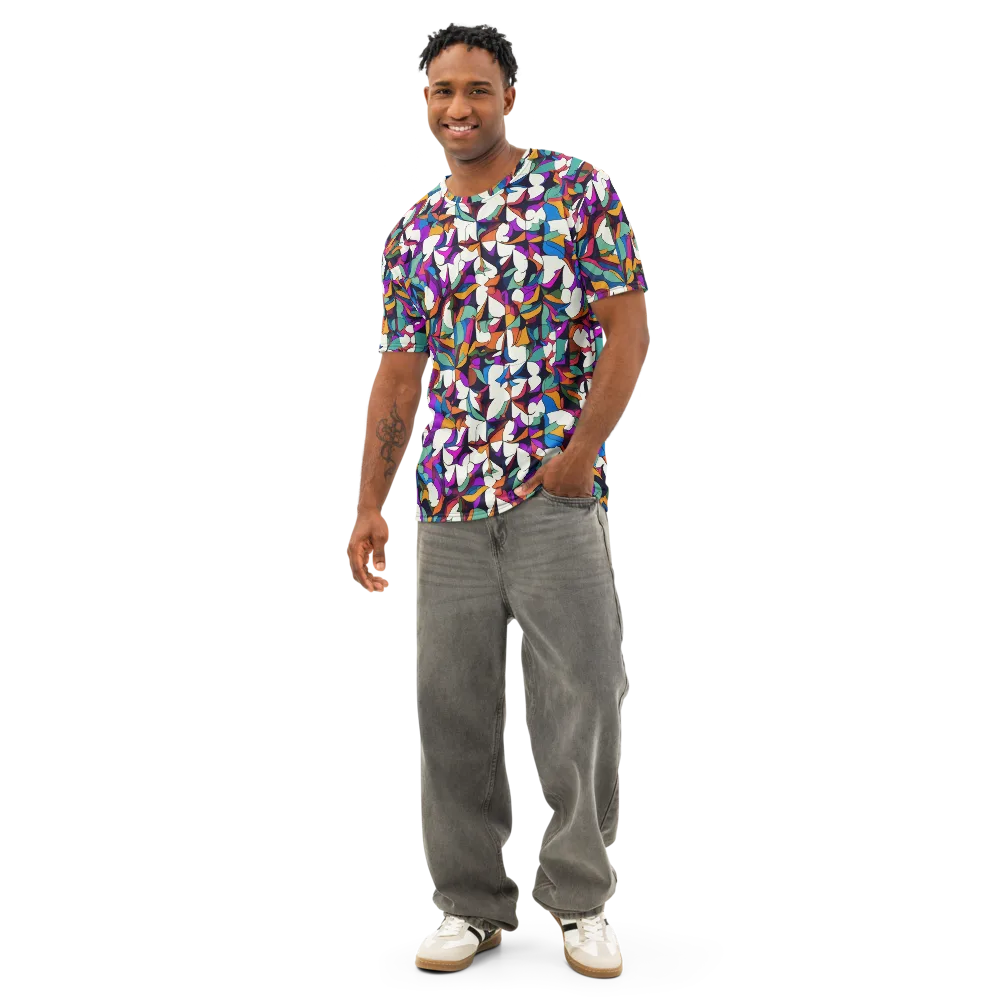 Electric Florilegium on Men's Cotton Crew Neck T-Shirt — Front