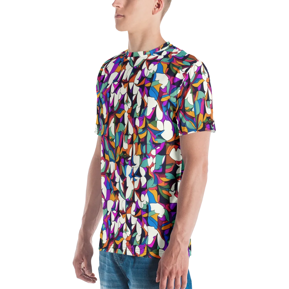 Electric Florilegium on Men's Crew Neck T-Shirt — Left