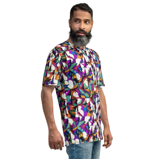 Electric Florilegium on a Men's Crew Neck T-Shirt
