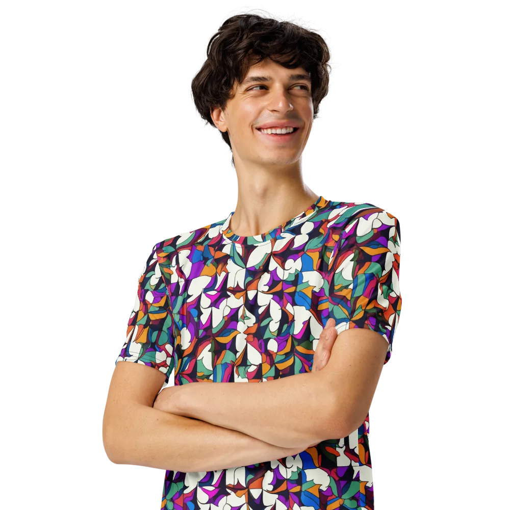 Electric Florilegium on Men's Crew Neck T-Shirt — Left Front