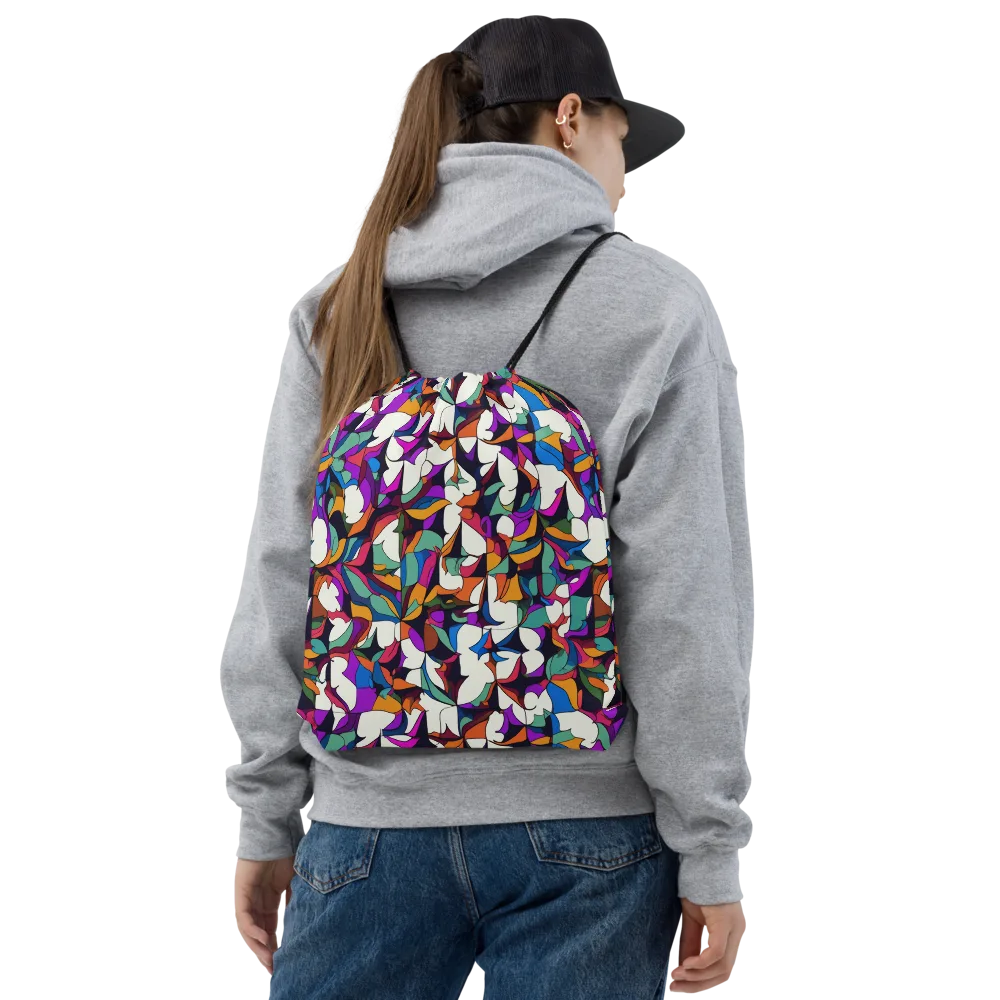 Electric Florilegium on Drawstring Bag — Front