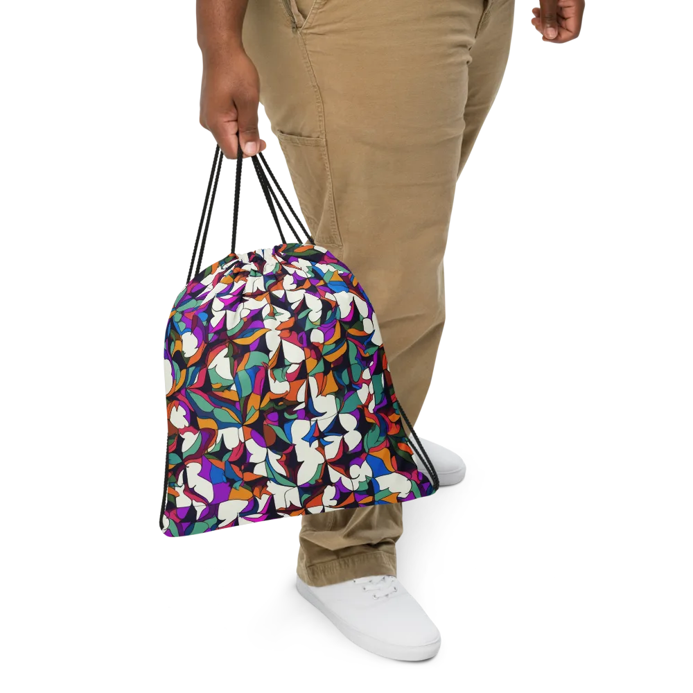 Electric Florilegium on Drawstring Bag — Front