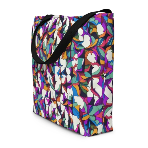 Electric Florilegium on a Large Tote Bag W/ Pocket