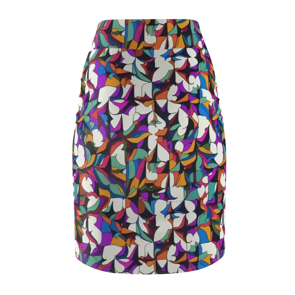 Electric Florilegium on Pencil Skirt — Back