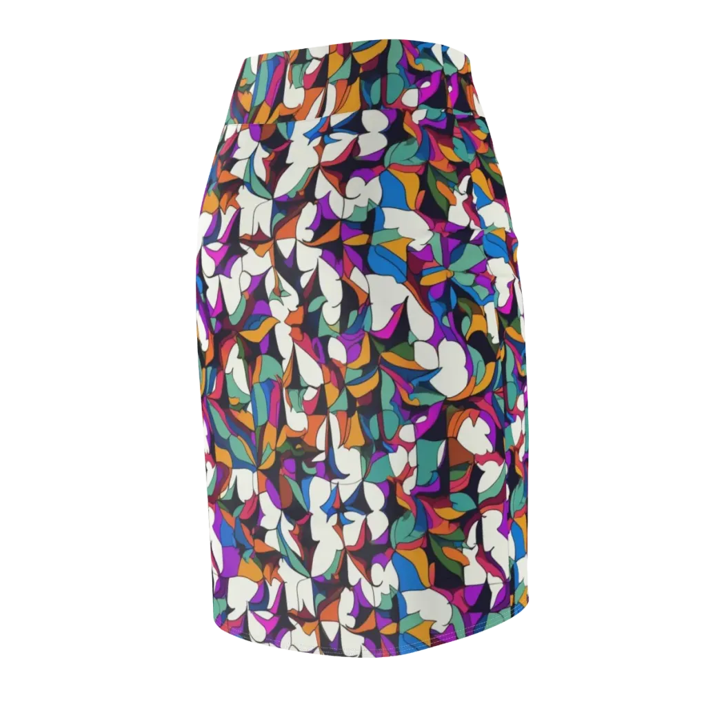 Electric Florilegium on Pencil Skirt — Back Side