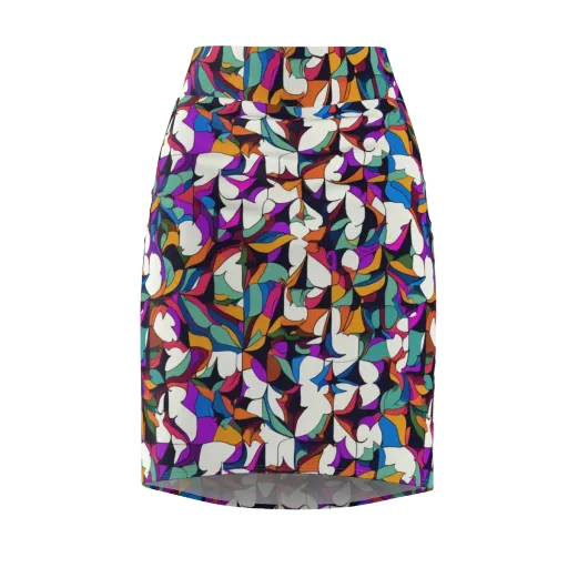 Electric Florilegium on a Pencil Skirt