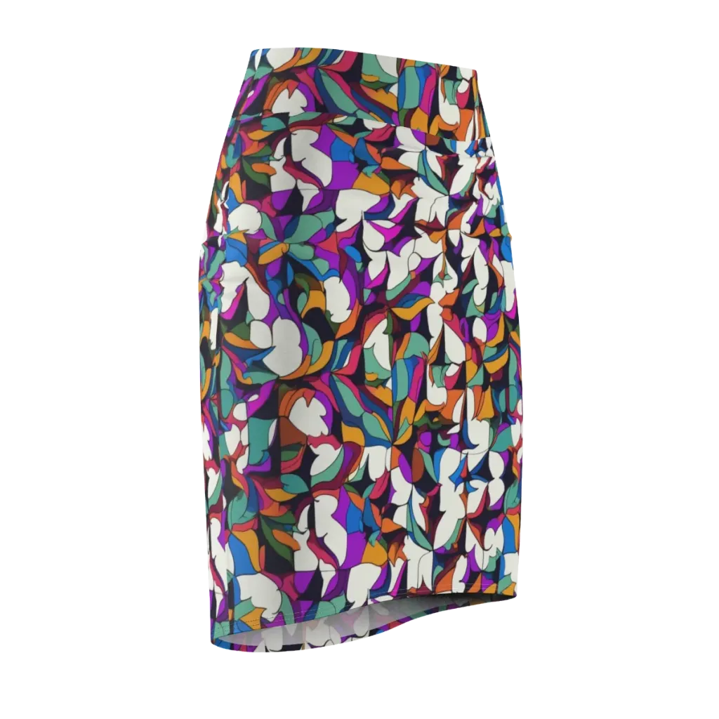 Electric Florilegium on Pencil Skirt — Front Side