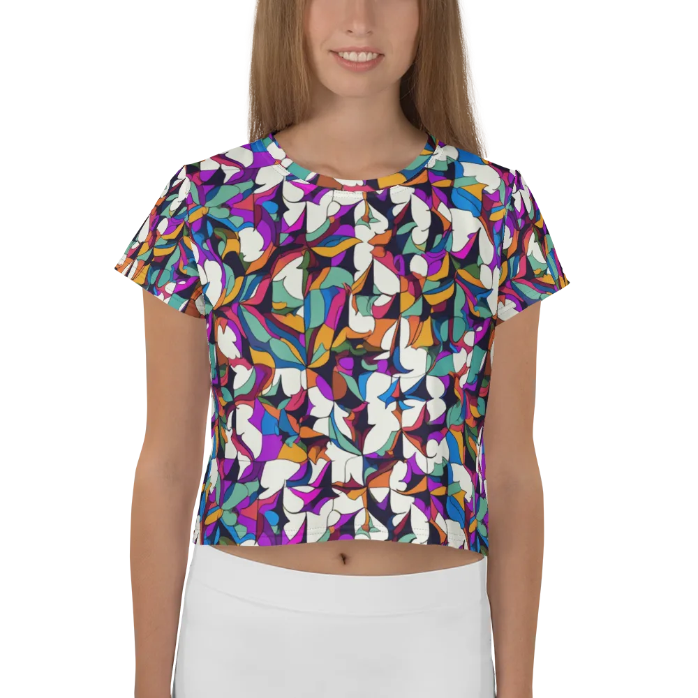 Electric Florilegium on Crop Tee — Front