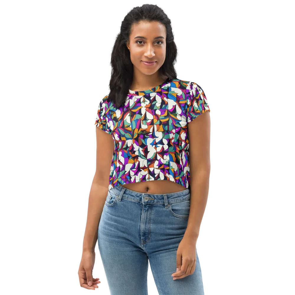 Electric Florilegium on Crop Tee — Front