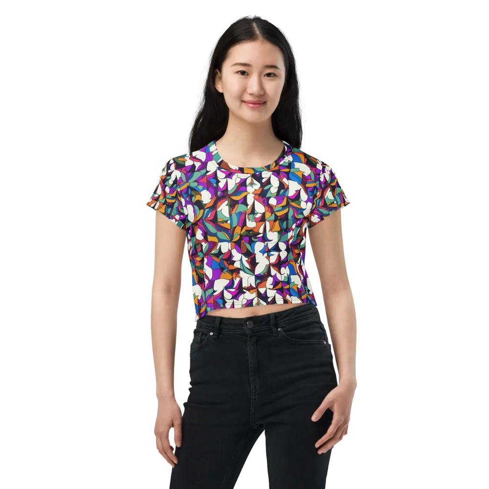 Electric Florilegium on Crop Tee — Front