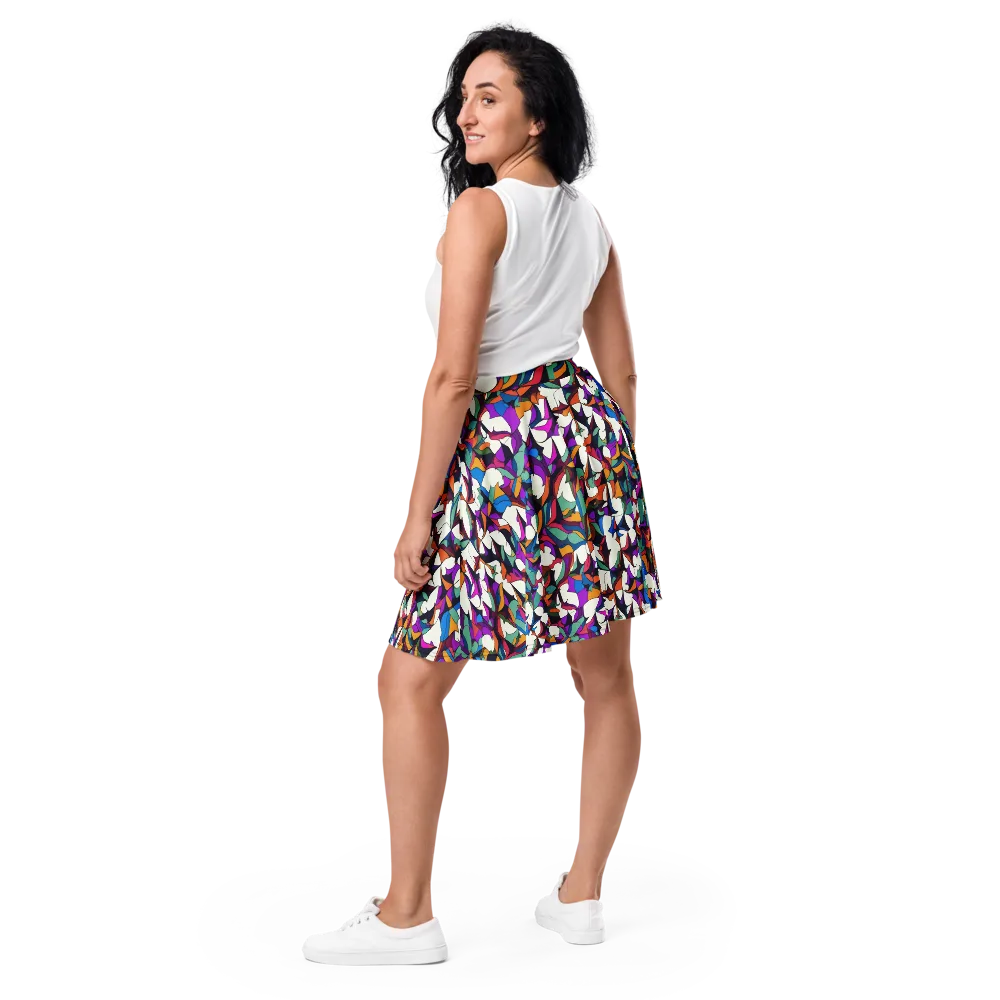 Electric Florilegium on Skater Skirt — Back