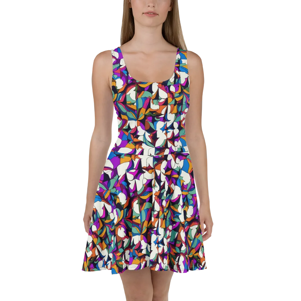 Electric Florilegium on Skater Dress — Front