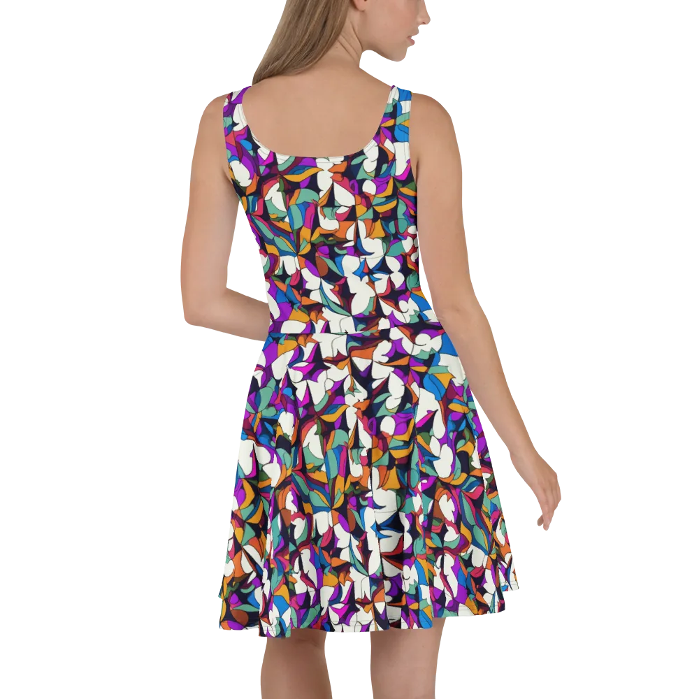 Electric Florilegium on Skater Dress — Back