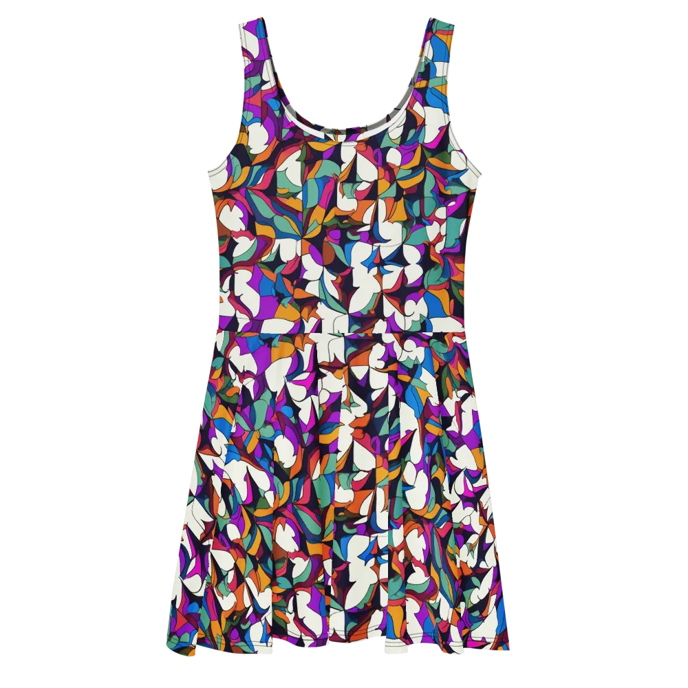 Electric Florilegium on Skater Dress — Front