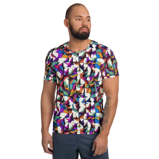 Electric Florilegium on a Men's Athletic T-Shirt