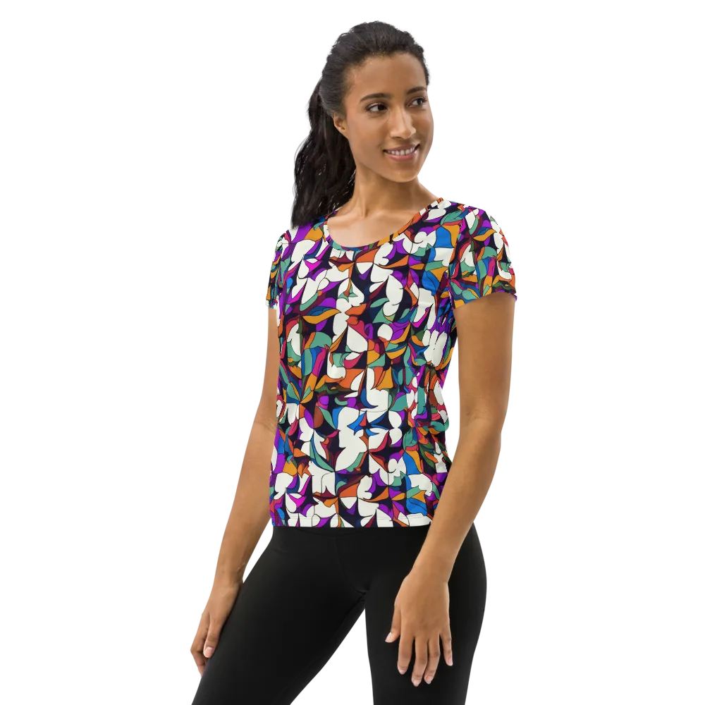 Electric Florilegium on Women's Athletic T-Shirt — Left