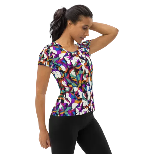 Electric Florilegium on a Women's Athletic T-Shirt