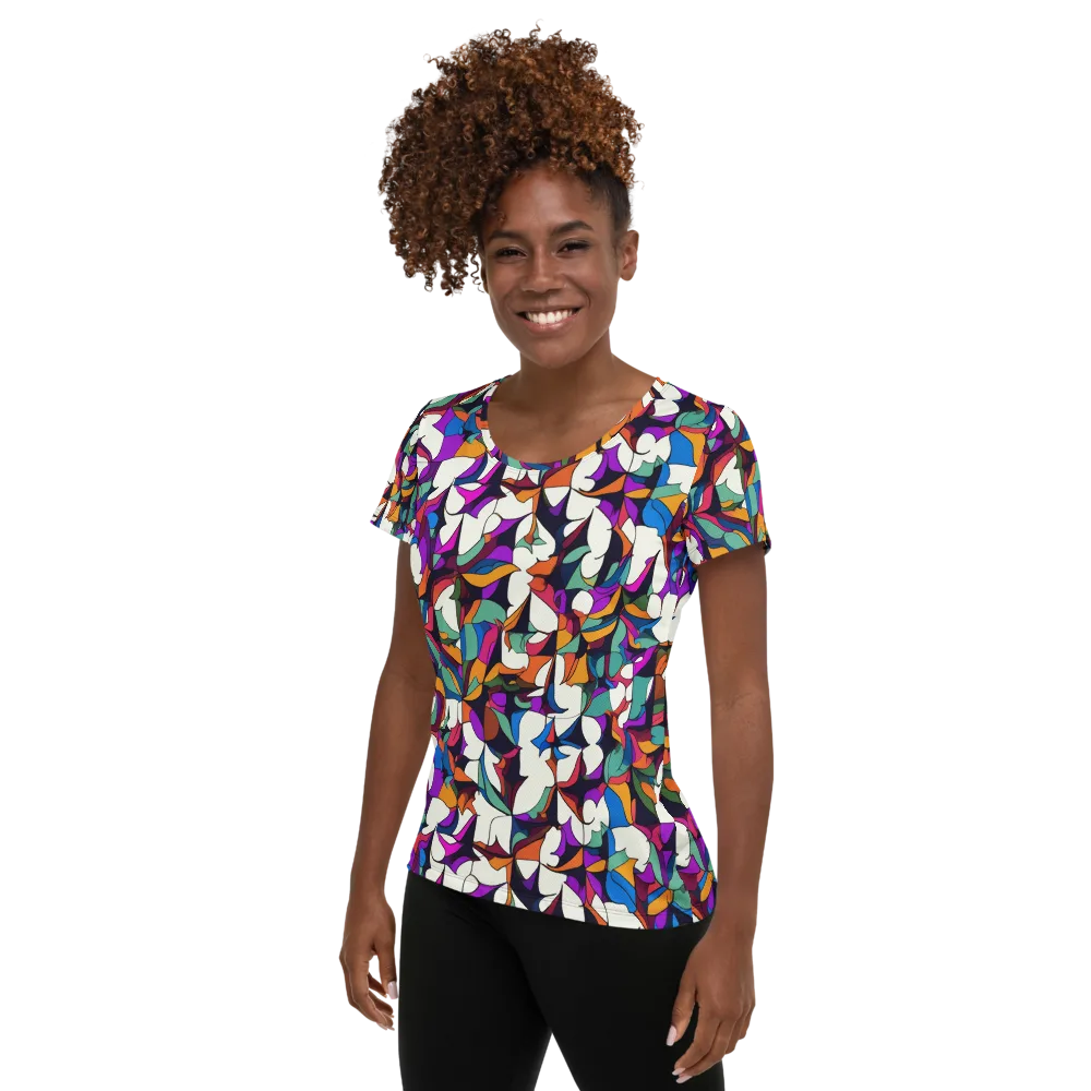 Electric Florilegium on Women's Athletic T-Shirt — Left