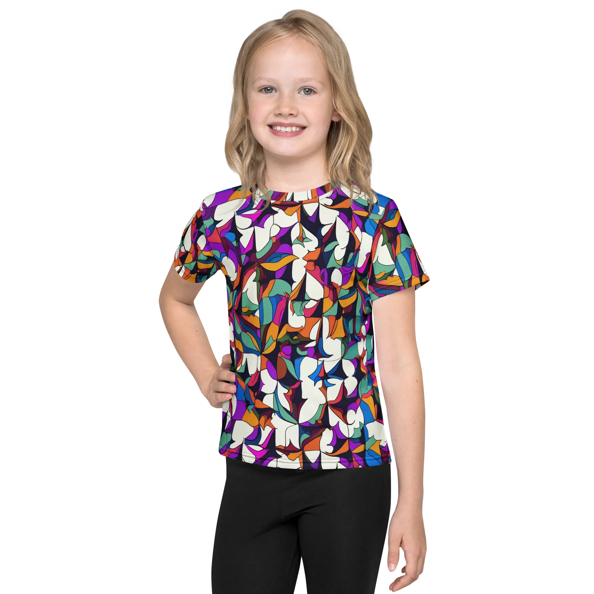 Electric Florilegium on Kids Crew Neck T-Shirt — Front