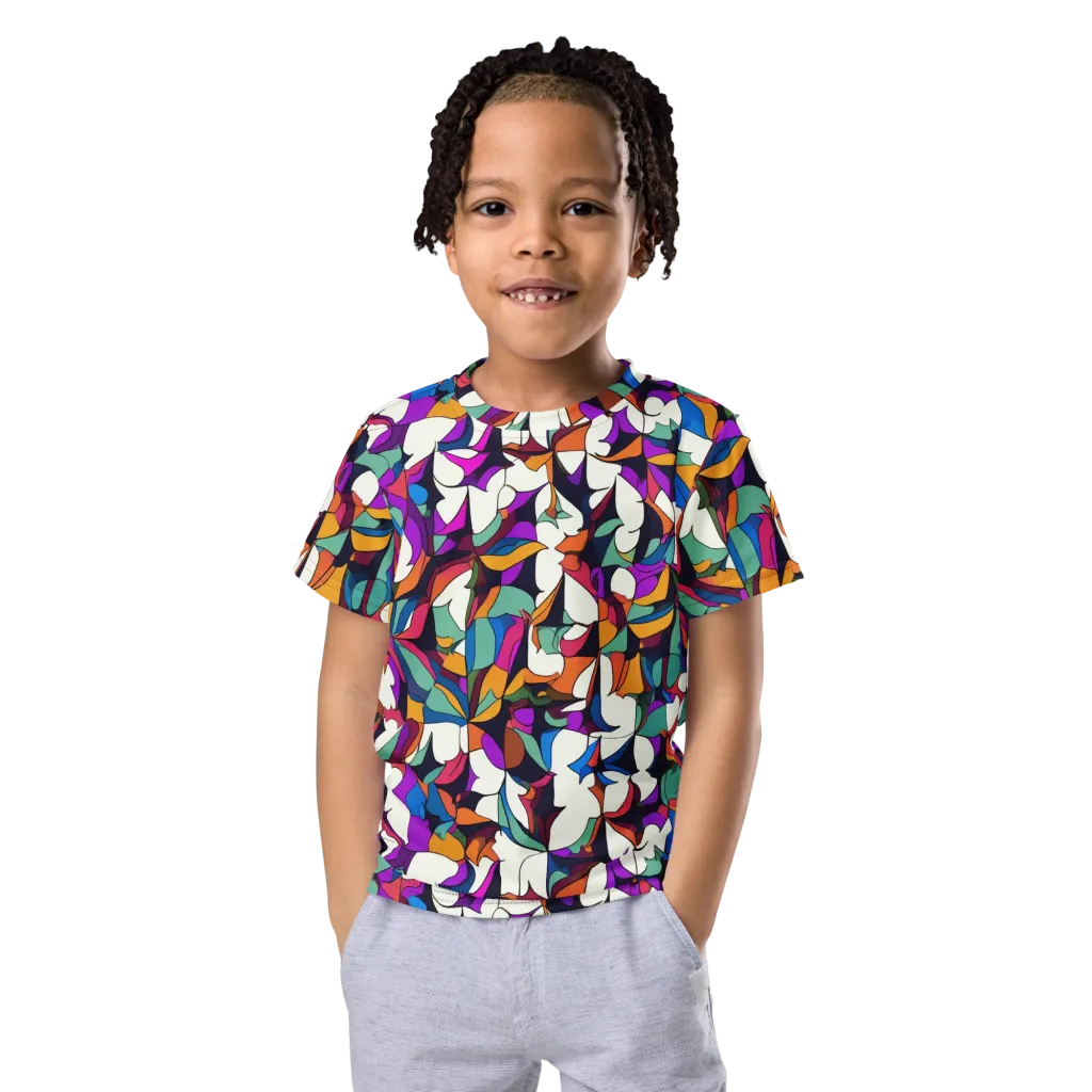 Electric Florilegium on Kids Crew Neck T-Shirt — Front