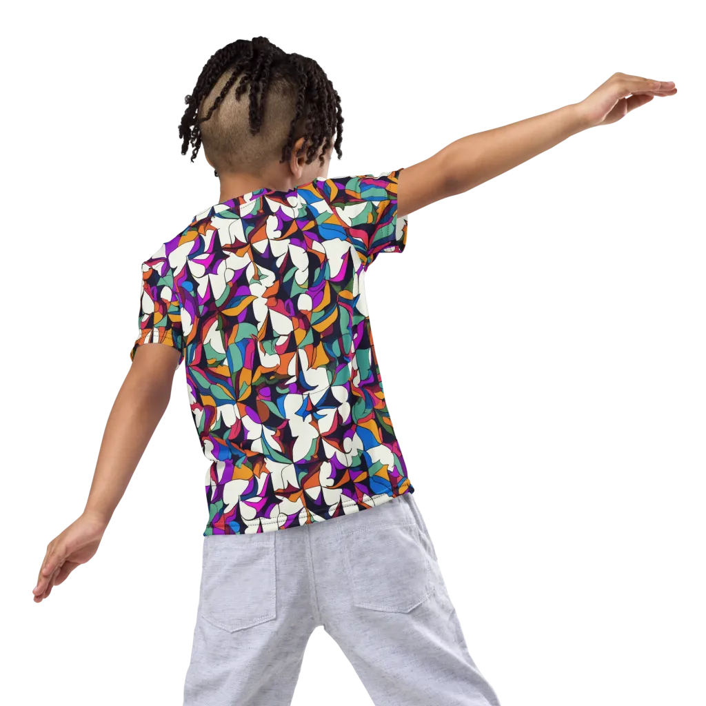 Electric Florilegium on Kids Crew Neck T-Shirt — Back