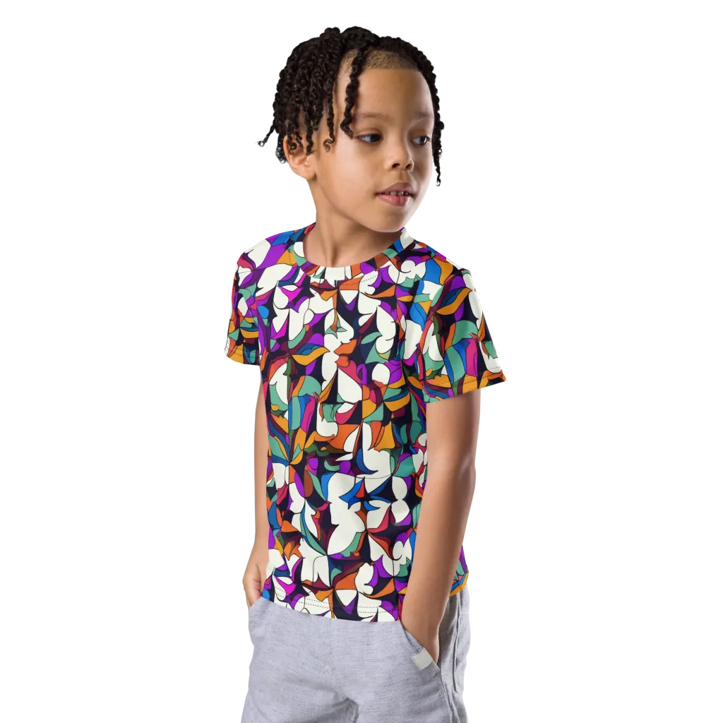 Electric Florilegium on Kids Crew Neck T-Shirt — Left Front