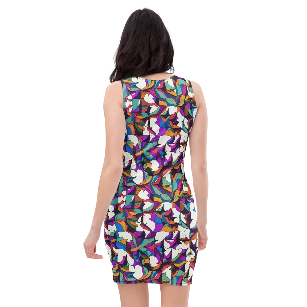Electric Florilegium on Bodycon Dress — Back