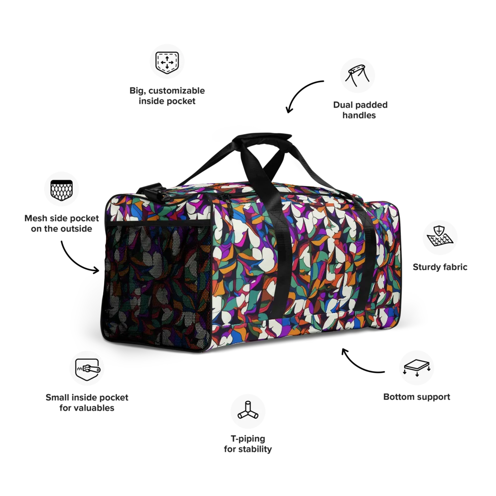 Electric Florilegium on Duffle Bag — Right Front