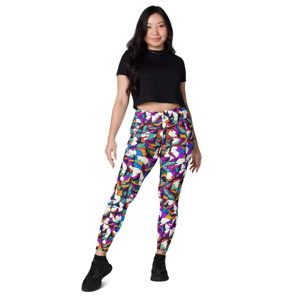 Electric Florilegium on Leggings with Pockets — Front