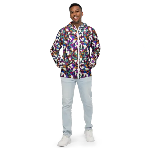 Electric Florilegium on a Men's Windbreaker