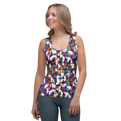 Electric Florilegium on a Women's Tank Top