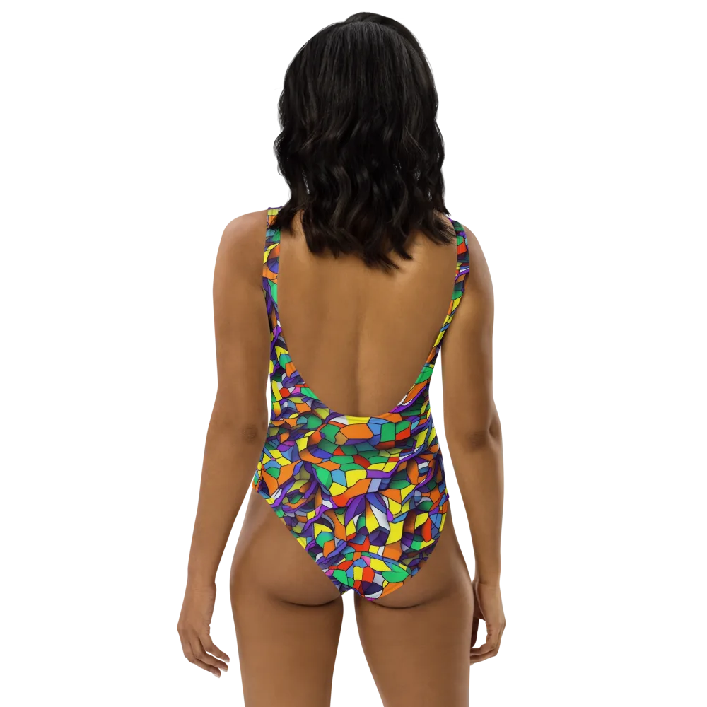 Stained Spectrum on One-Piece Swimsuit — Back