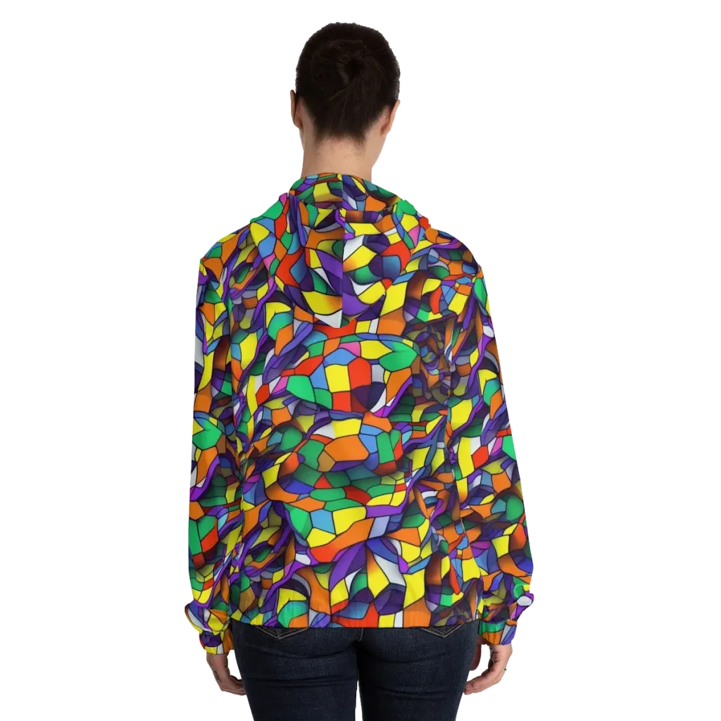 Stained Spectrum on Women's Full-Zip Hoodie — Back On Person