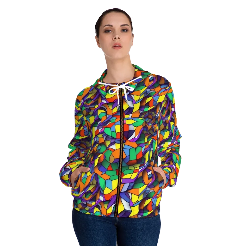 Stained Spectrum on Women's Full-Zip Hoodie — Front On Person