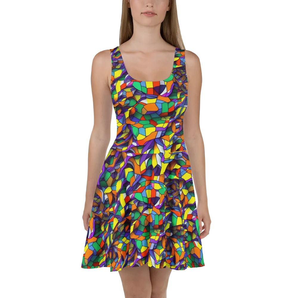 Stained Spectrum on Skater Dress — Front