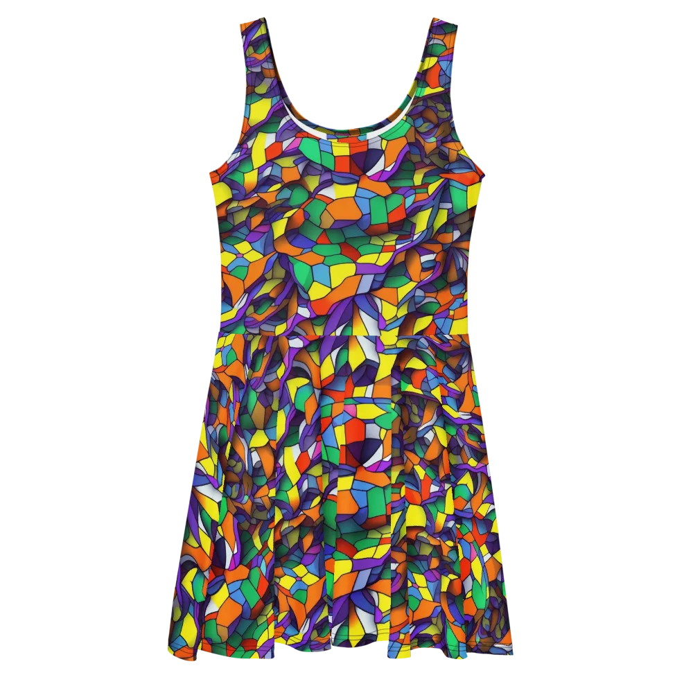Stained Spectrum on Skater Dress — Front