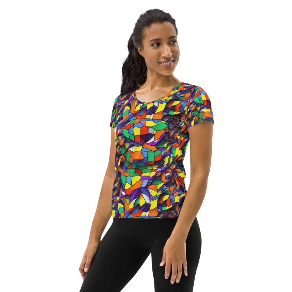 Stained Spectrum on Women's Athletic T-Shirt — Left