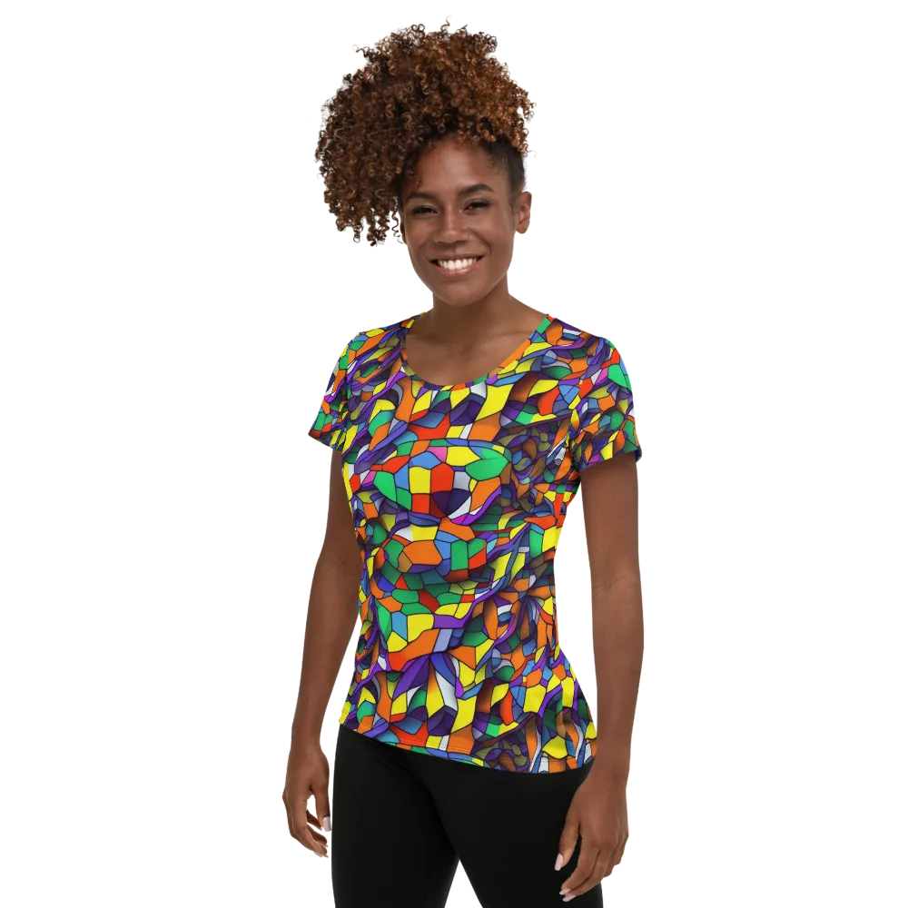Stained Spectrum on Women's Athletic T-Shirt — Left