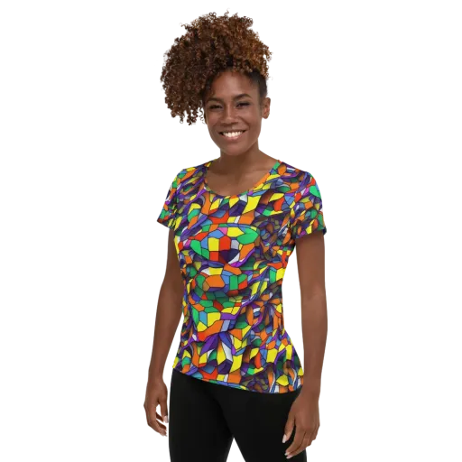 Stained Spectrum on a Women's Athletic T-Shirt