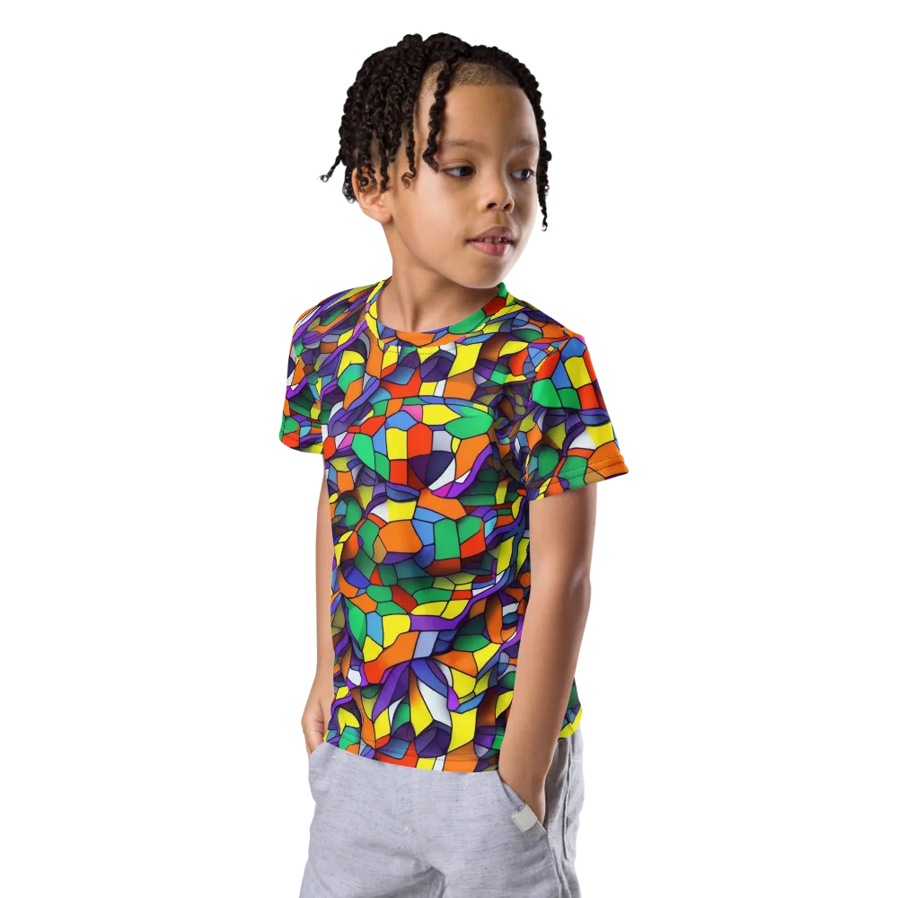 Stained Spectrum on Kids Crew Neck T-Shirt — Left Front