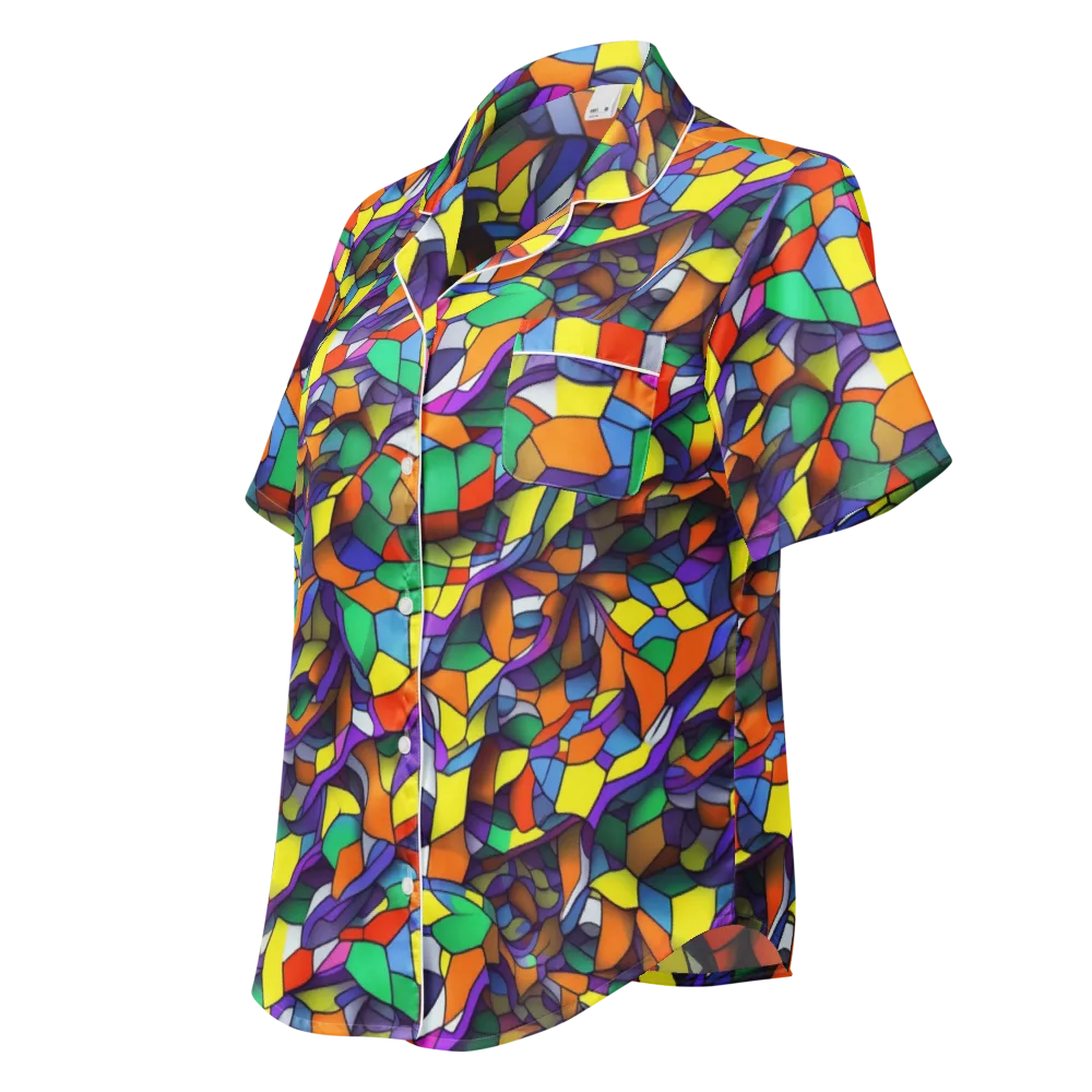 Stained Spectrum on Women's Short Sleeve Pajama Top — Left Front